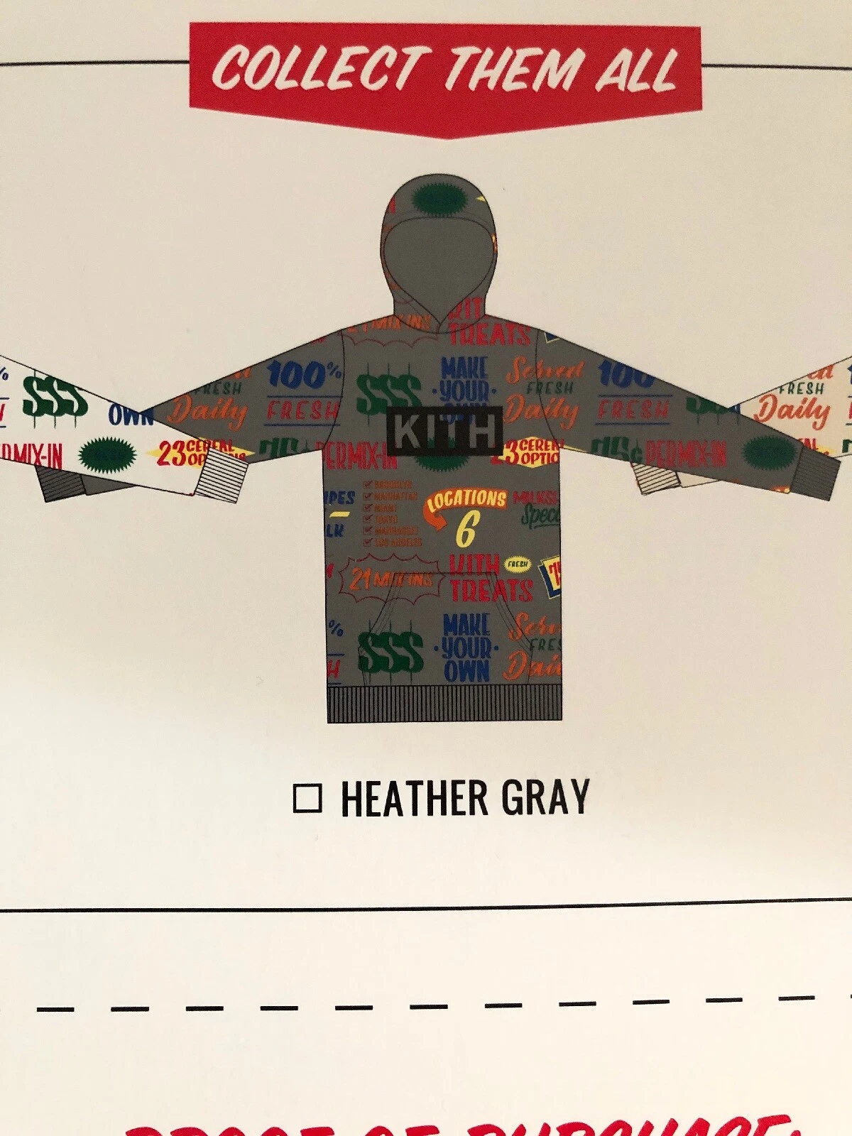 Felpa con cappuccio circolare Kith Treats grigio medio M NUOVA Supreme NYC