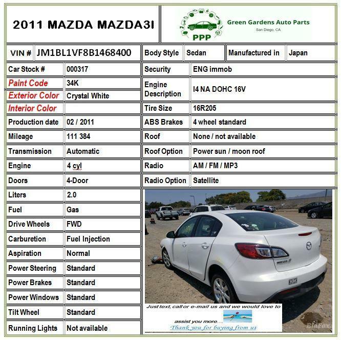 2011 MAZDA 3 Rear Suspension Subframe Cradle Crossmember FWD 111K