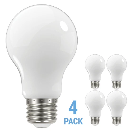 4 Pack LED Solid White Filament Bulbs 120V 11W =75W A19 Medium E26 2700K Warm - Picture 1 of 9