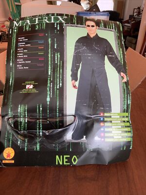 MATRIX adult halloween costumes men with Glasses. Fits 44 Jacket