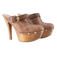 GUCCI 219772 Guccissima Leder Janis Wooden Clogs Holzpantoletten EU 36 OP: 440 €