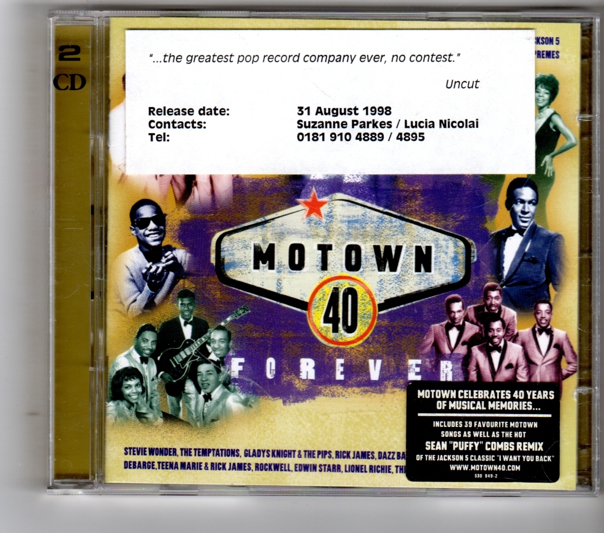 (HK362) Motown 40 Forever, 40 tracks various artists - 1998 double CD