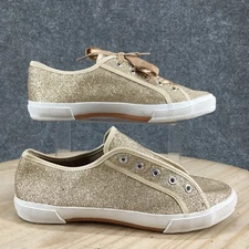 Capelli New York Shoes Womens 11 Casual Glitter Low Sneakers Gold Fabric Lace Up