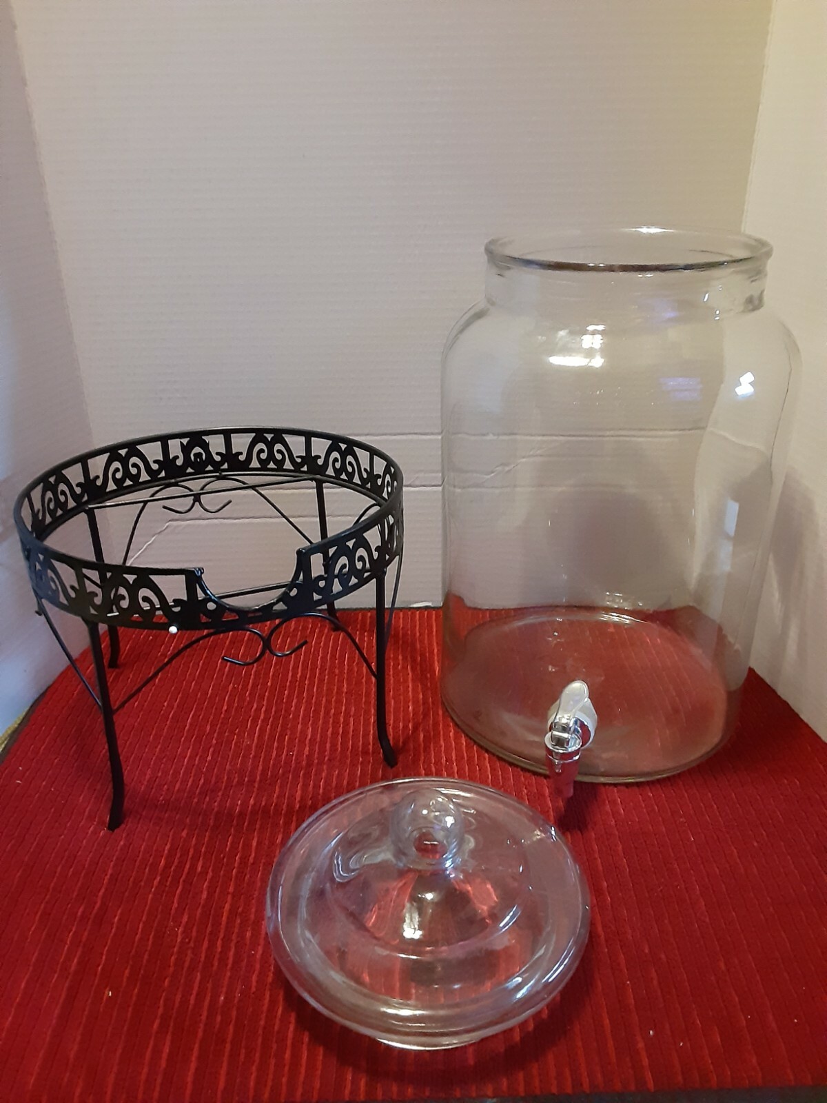 2.5 Gallon Hampton Glass Beverage Dispenser With Galvanized Stand for