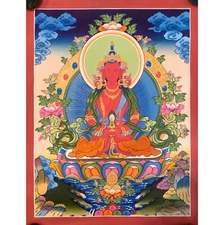 Amitayus Thangka Painting, Longevity Buddha, Aparmita Buddha