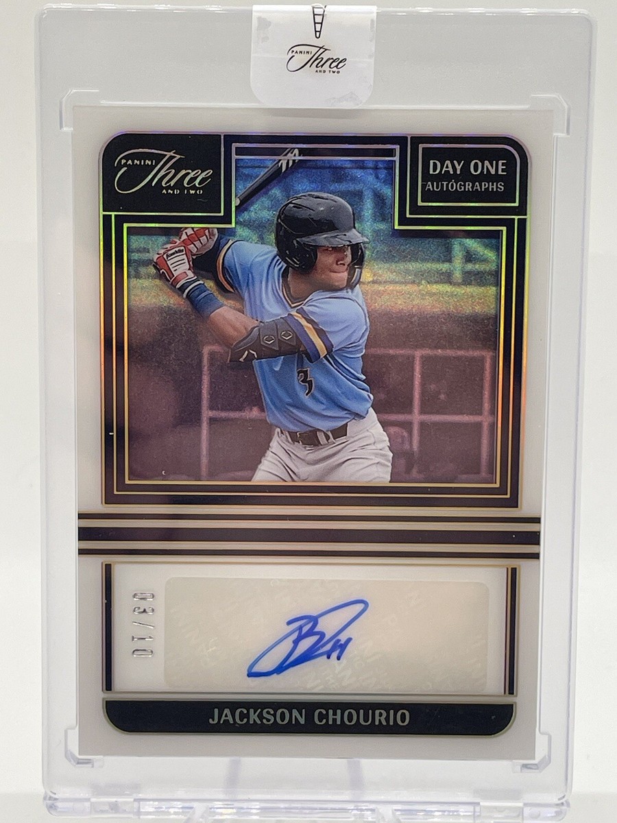 2023 Panini Three and Two Jackson Chourio RC Auto Gold /10 Day One 