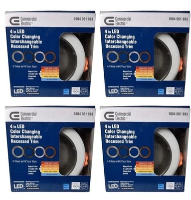 Commercial Electric 4  Color Changing  Recessed Light Trim 4 LED Colors Lot Of 4