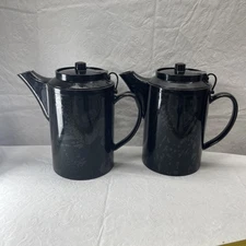 2x Teapot with Lid , Plastic,16 oz, Black Service Ideas Double Wall