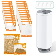 27pcs Vacuum Sealer Kit, Reusable Sous Vide Bags(1pc Pump + 20 Bags + 6 Clips...