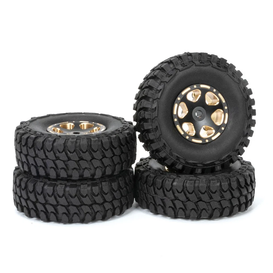 1.0 Beadlock RC Car Wheel Rims Tires Tyres for Axial SCX24 Deadbolt Bronco Jeep - Image 4 of 4