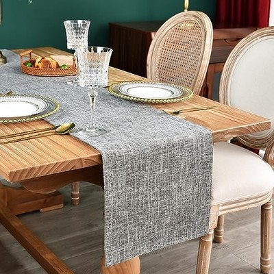 Farmhouse Rustic Faux Linen Table Runner Neutral Table Runners 13x48inch Grey