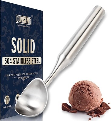 Stainless Steel Ice Cream Scoop - Heavy Duty Scooper with Silver 