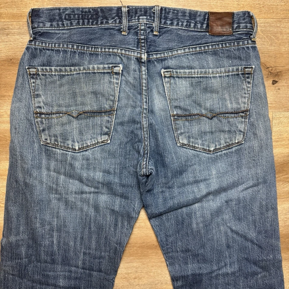 Lucky Legend Selvedge Jeans Men 32x34 Blue Vintage Straight Heel Bite Grunge Y2K - Image 4 of 4