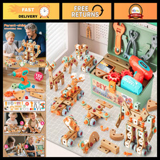 155Pcs Kids Tool Set with Drill  Toolbox, STEM Educational Toy for 3-5 Year Old