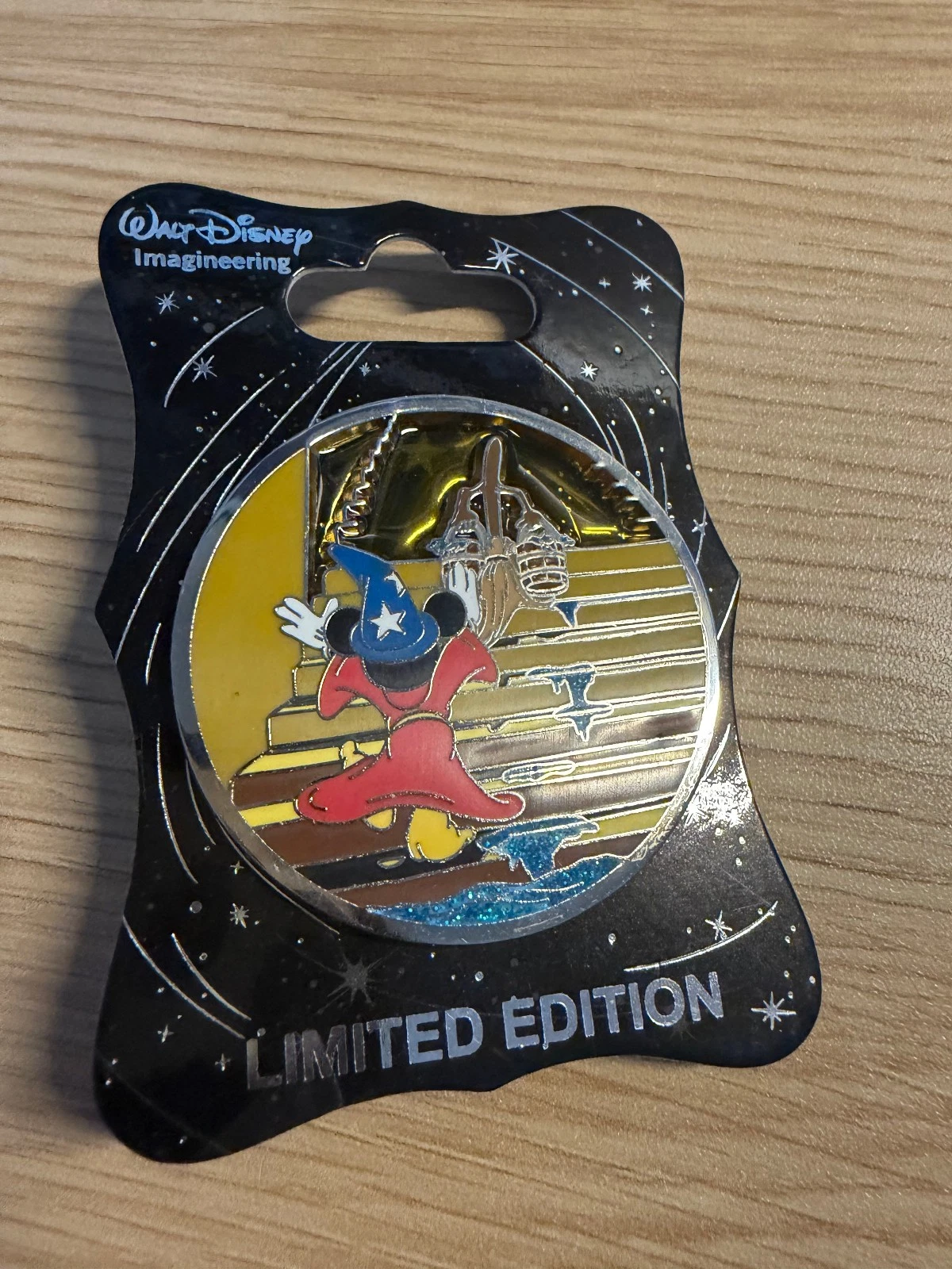 WALT DISNEY IMAGINEERING PIN STAINED GLASS FANTASIA SORCERER APPRENTICE BROOM