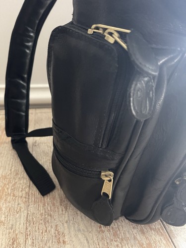 Frye Leather Backpack Black Padded Laptop Bag Commuter Tech Luxe School Travel - Afbeelding 8 van 16