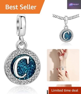 Kupfer Baumeln Buchstabe Charms mit funkelnden blauen Kristallen für Damenschmuck