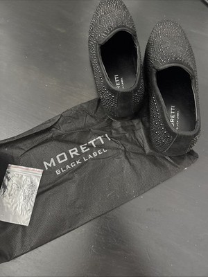 Moretti Black Label Black Embellished Loafers Dress Shoes Mens Size 7