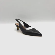 Bella Vita Scarlett Black Synthetic Patent Slingback Kitten Heels Sz 8.5 M