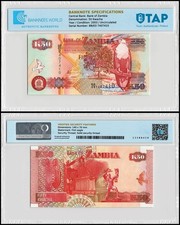Zambia 50 Kwacha, 2003, P-37d.2, UNC Authenticated