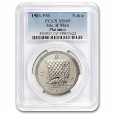 1986 Isle of Man 1 oz Platinum Noble MS-69 PCGS 2571.72 per troy oz