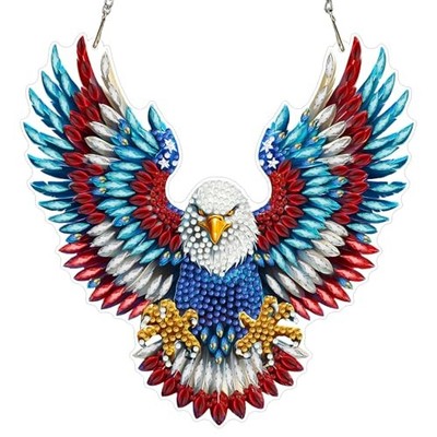 USA Eagle with Flag Diamond Painting Kits Hanging Pendant, Diamond Art eagle