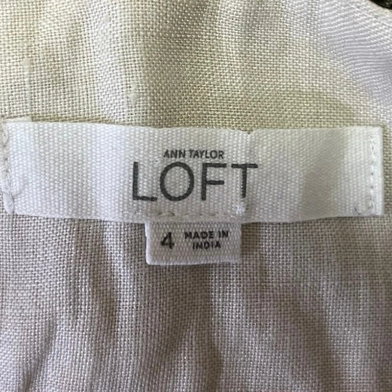 Ann Taylor LOFT White Riviera Embroidered 100% Linen Tribal Aztec Shorts Size 4 - Image 4 of 4