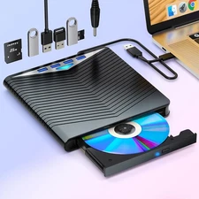7-in-1 External Blu-ray Drive USB 3.0 Type-C DVD R/W Compatible with Windows Mac