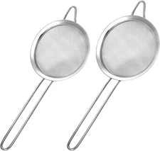 2 Pack Fine Mesh Strainer Small Stainless Steel Sieves with Handles for Steeping