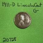 1911 D Lincoln Wheat Cent / Penny 1c Good