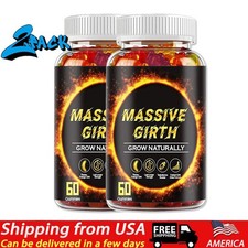  1 BEST-MALE ENLARGER THICKER LONGER BIGGER 4" GROWTH ENLARGEMENT 60 GUMMIES 2pc