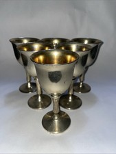 1950’s Set of 6 Grenadier Silver & Gold Wine Chalices - Mid Century MCM Barware