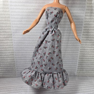 COCKTAIL C~ DRESS ~D25) SUPERSTAR SIZE GARDEN PARTY GRAY FLORAL DOLL GOWN #5701