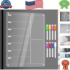 12.8x9 Magnetic Weekly Calendar Planner - Clear Acrylic Meal Organizer Board