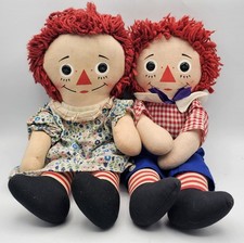 Vintage 16" Raggedy Ann and Raggedy Andy Knickerbocker Dolls 1960s