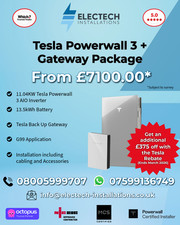 Tesla Powerwall 3 Battery with Backup Gateway Supplied & Installed