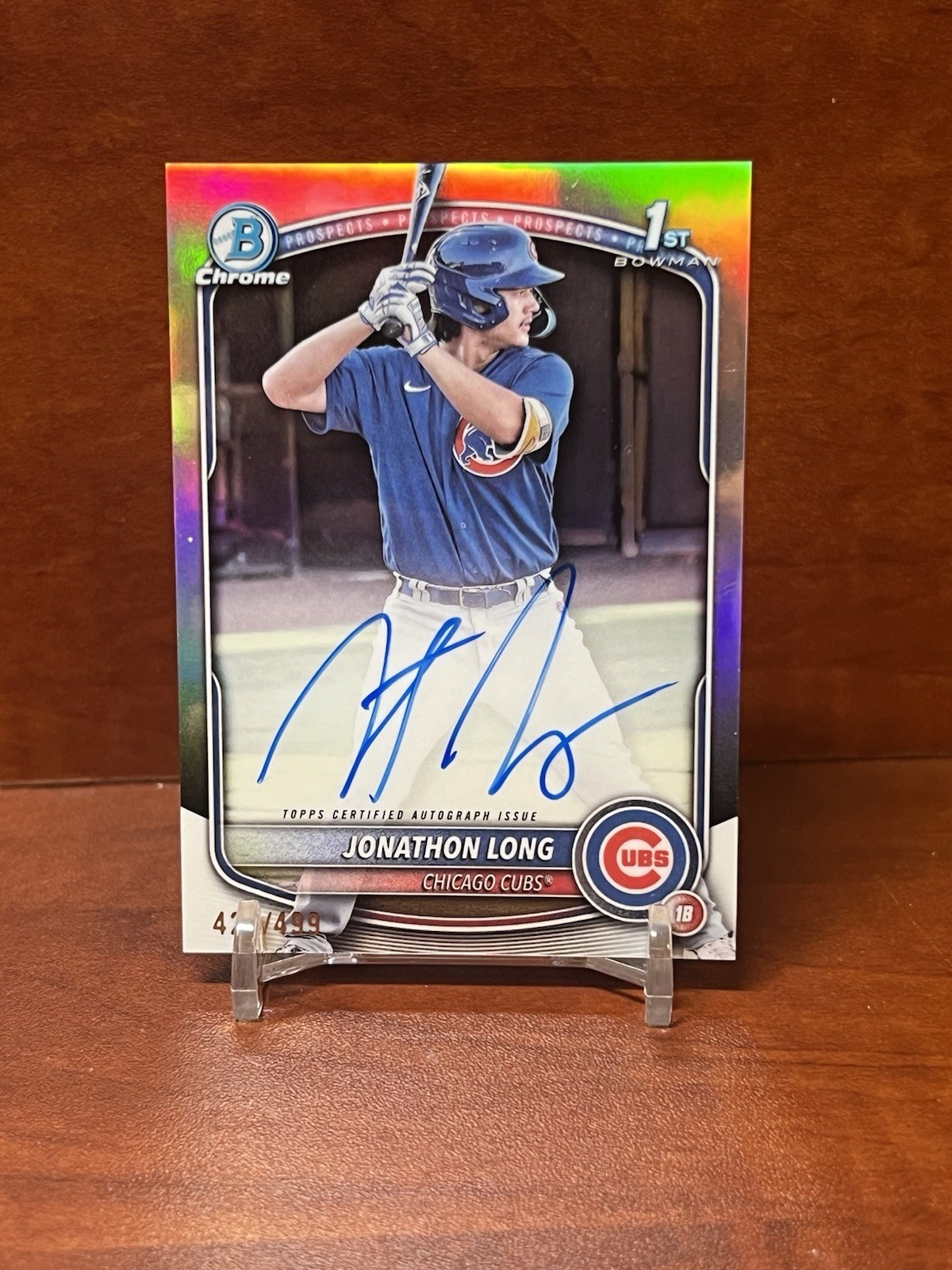 2025 Bowman Chrome 1st Prospect Jonathon  Long Refractor Auto /499 #CPA-JLG Cubs