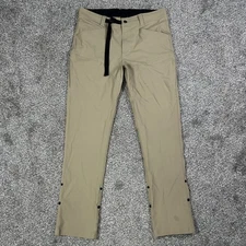 Slumberjack Utility Tech Pants Men 32x32 Beige Belted Snap Rollup Cuffs Casual