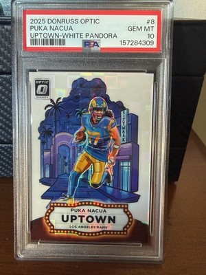 2025 PANINI DONRUSS OPTIC PUKA NACUA #8 UPTOWN-WHITE PANDORA OF 25 PSA 10