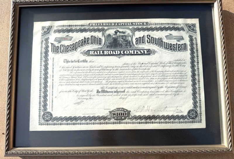 Chesapeake & Ohio Railway Company Stock Certificate CSX