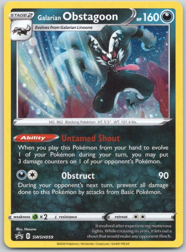 Pokemon Card Galarian Obstagoon SWSH059 Promo Holo Near Mint