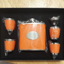 Stainless Steel Shot Glasses, Funnel Mini Flask Set (6oz) 6 Piece Set - Orange
