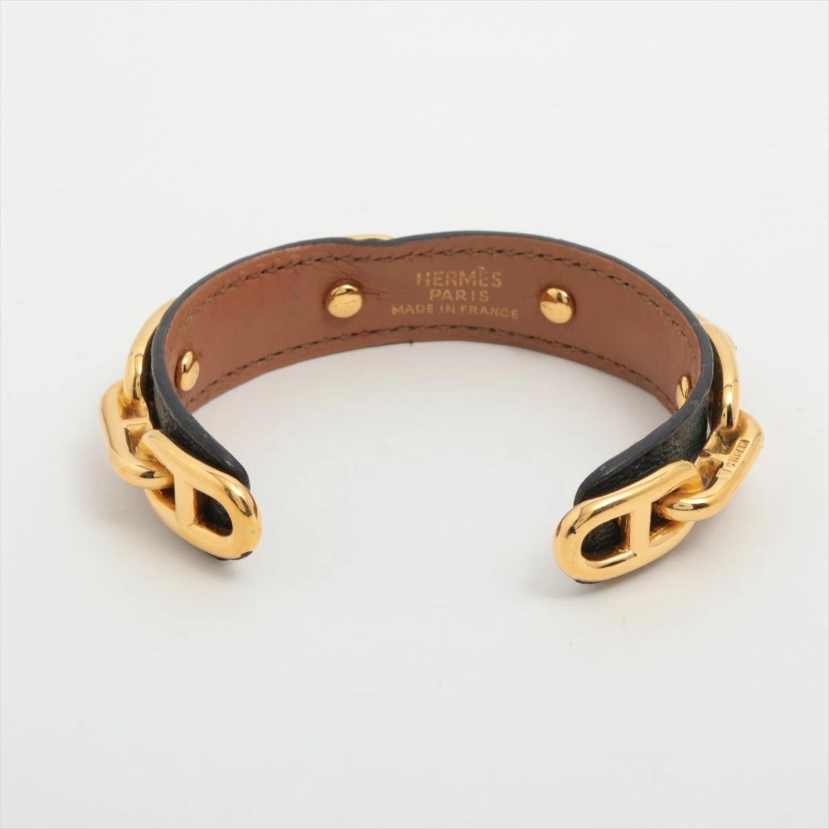 Hermes  Chaine d'Ancre Leather/Metal Khaki/Gold Unisex Good Condition Used thumbnail 3