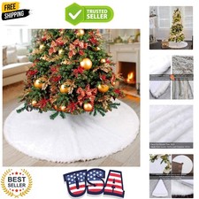 Christmas Tree Skirt, 48 Inch White Soft Faux Fur Tree Skirts Plush Christmas...