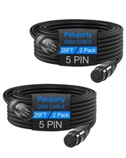 5 Pin DMX Cable 25FT 3 Conductors Stage Lighting Controller Wire Cord 2 PCS