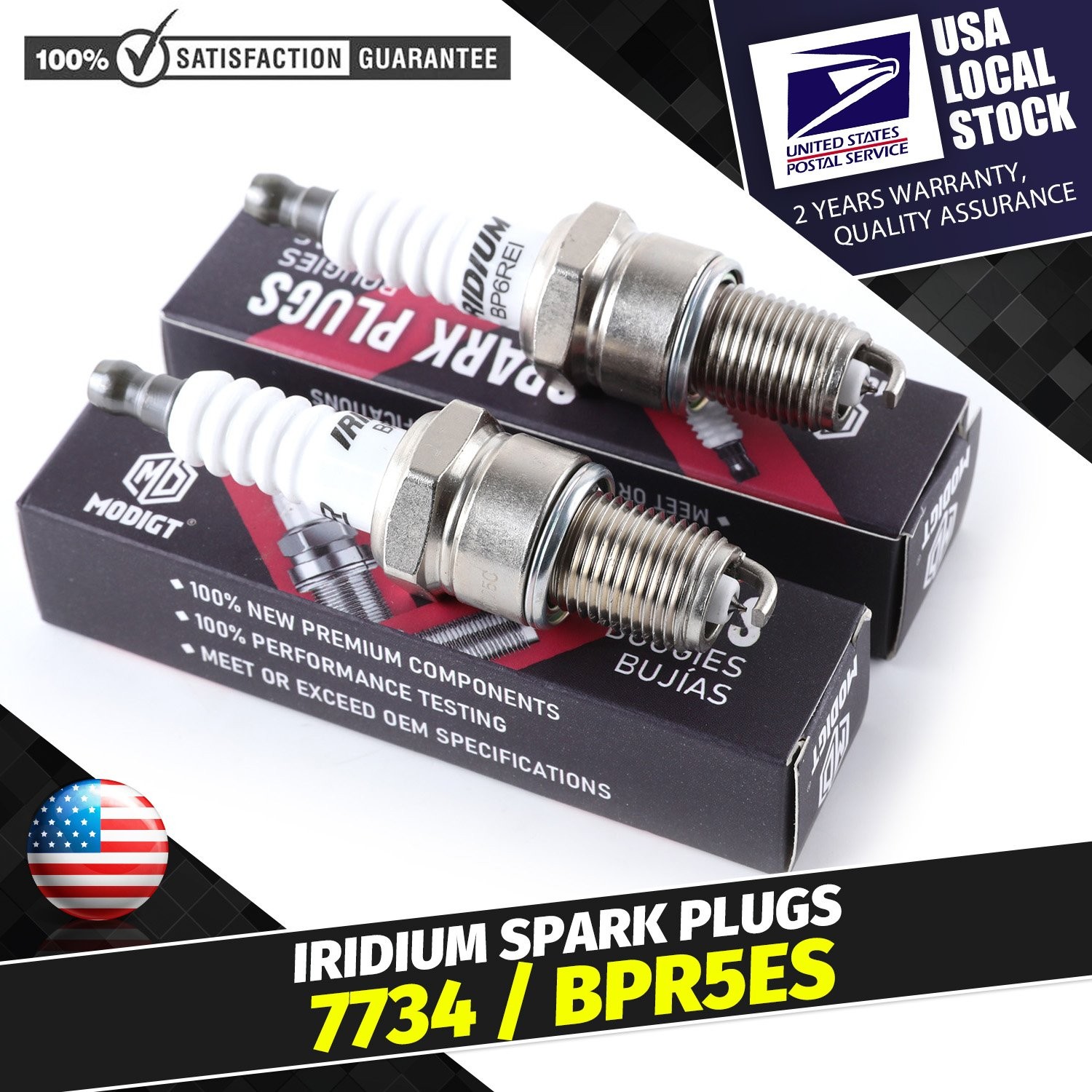 For NGK BPR5ES 7734 2PCS Iridium Spark Plugs For Denso 5305/IW16 OE Replacement