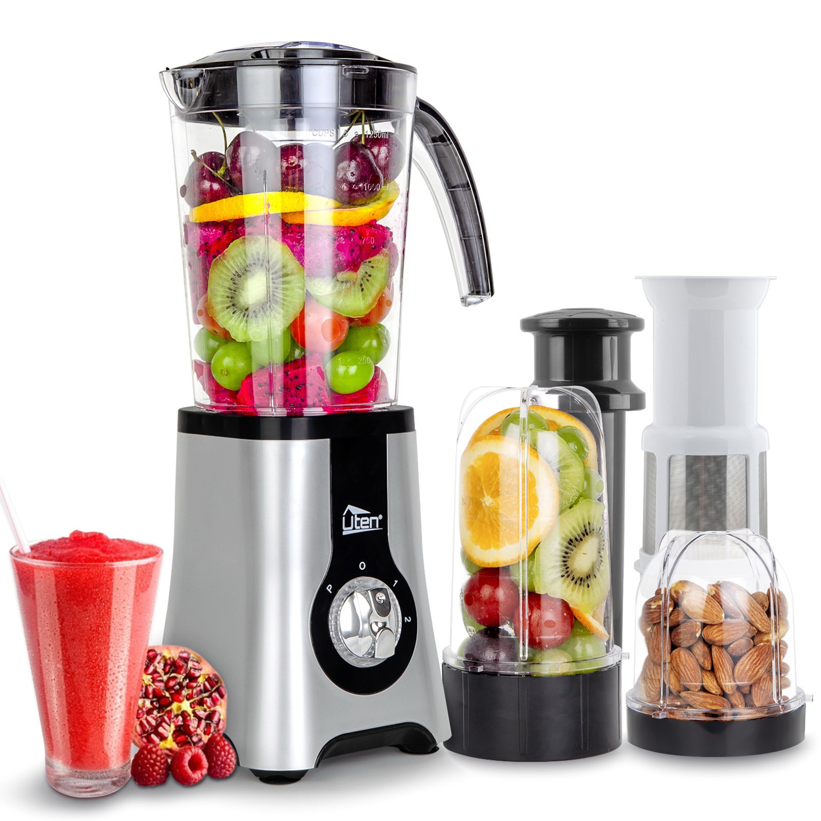 380W 1.25L Multi Blender with 4 Cups & Ice Crushing, 3 Modes