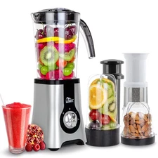 380W 1.25L Multi Blender with 4 Cups & Ice Crushing, 3 Modes, 2 Blades，22000RPM