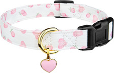 Cotton Handmade Dog Collar Cute and Distinctive Patterns White and Pink Love Hea