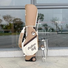 MALBON GOLF Caddy Bag Caster Type Brown 5way w/Hood Cover - Free Shipping